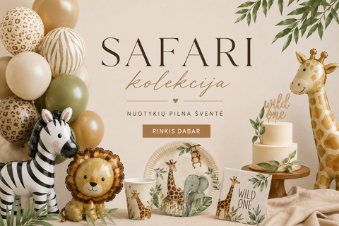 Safari gyvūnų šventinė atributika