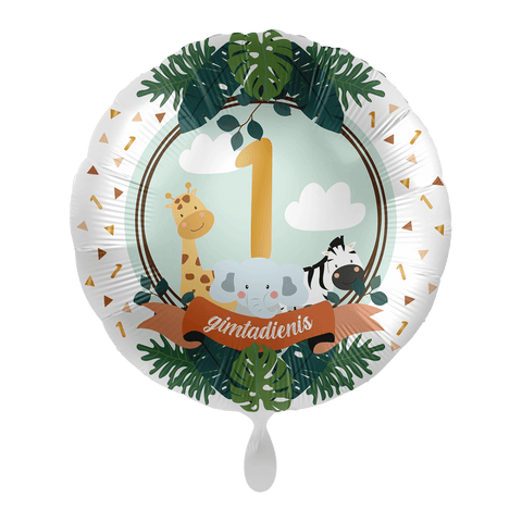 Balionas balionai gimtadienio šventei su lietuvišku užrašu gyvūnėlių tema žvėrelių tema wild one pirmas gimtadienis