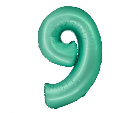 Matiniai žali mėtiniai mėtinės spalvos foliniai helio balionai skaičiai 0 1 2 3 4 5 6 7 8 9