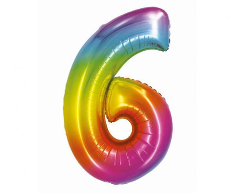vaivorykštės spalvų spalvoti foliniai helio balionai skaičiai 0 1 2 3 4 5 6 7 8 9