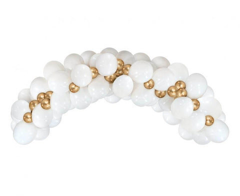 balionų girlianda balta auksinė