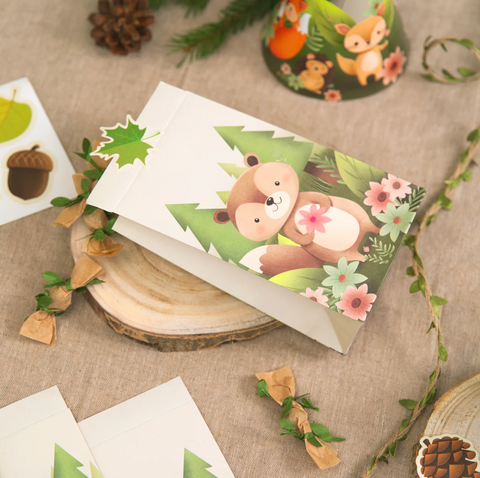 skanėstų maišeliai miško tema gyvūnai dekoraciniai maišiukai desertams dovanoms dovanų maišiukai svečiams dovanos lauktuvių maišiukų rinkinys