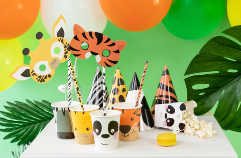 gimtadienio kepurėlės safario gyvūnai tema gyvūnų šventinė atributika