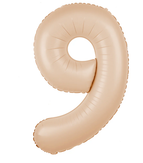 Gaišas karameles krāsas folijas balona numurs 0-9