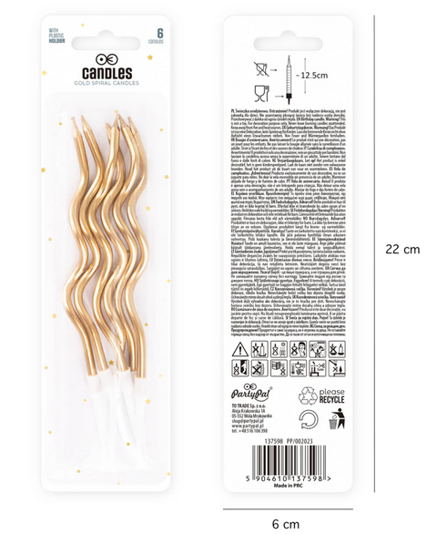 žvakutės auksinės aukso spalvos torto žvakės banguotos vingiuotos curly candles