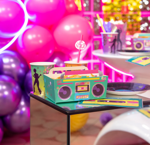 skanėstų cipsu dezutes dekoracijos gimtadenio dežutes maistui disco tema disko vakarelis