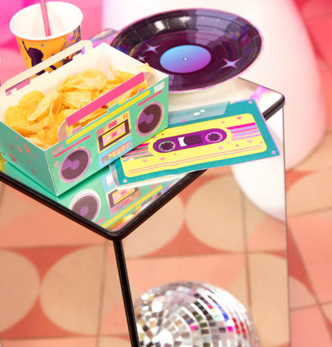 disco tema vakarėlis dekoracijos servtėlės kasetės forma disko dekoras rutulys