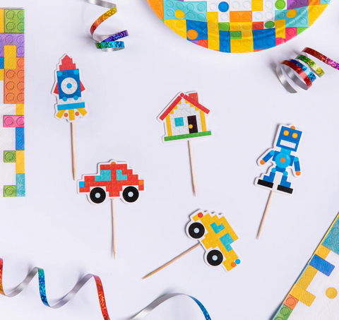 lego temos šventės dekoracijos gimtadienis blokelių tema torto keksiukų puošimas