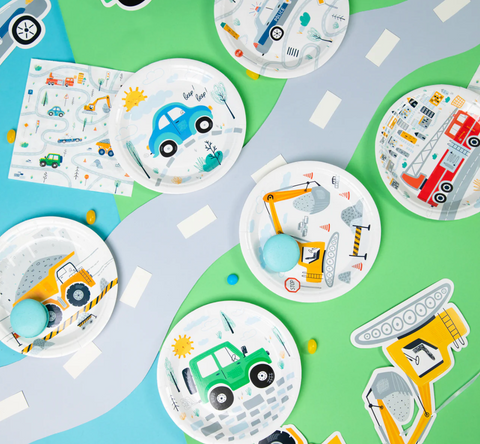 lėkštes popieries vienkartiniai gimtadienio indai mašinos