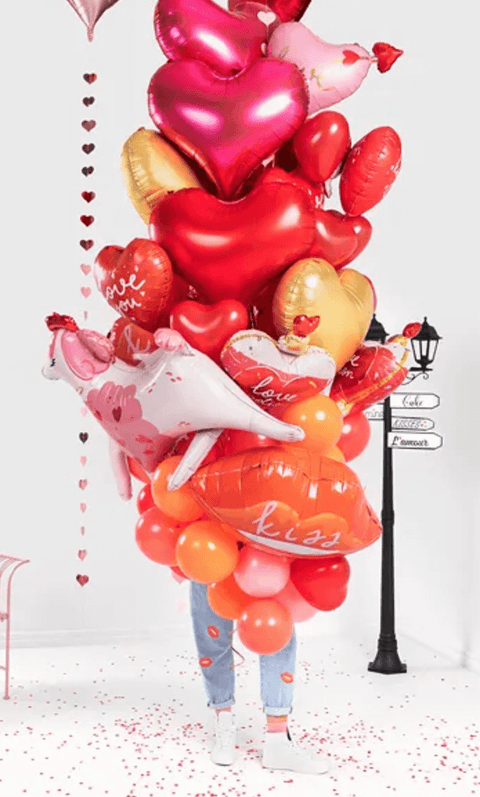 širdelės balionai raudoni valentino diena idėjos