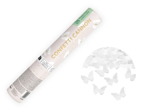 Konfeti lielgabals - tauriņi (rozā, balti)