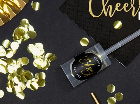 Konfeti lielgabals "Push pop" (zelta, sudraba krāsās)