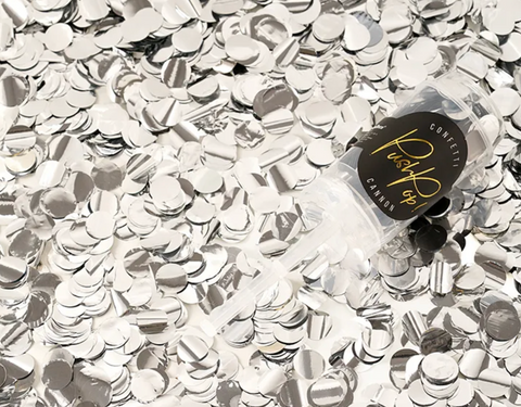 konfeti patranka saudykle gimtadieniui sventems sidabriniai, auksiniai