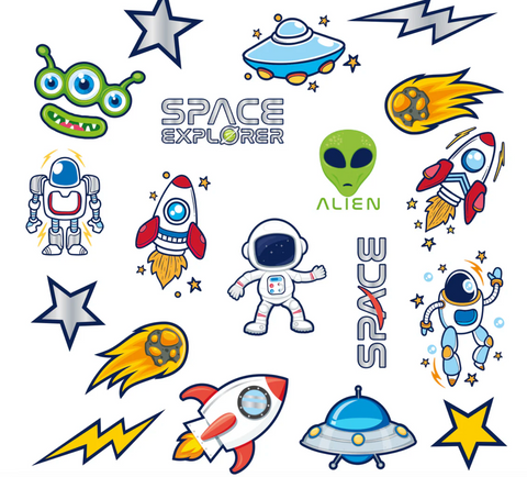 laikinos tatuiruotes kosmos tema gimtadienis dekoracijos