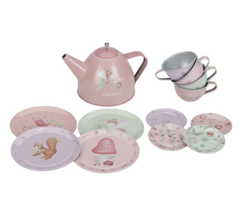 arbatos rinkinys metaliniai puodeliai little dutch tea set fairy garden vaiku dovanos idejos