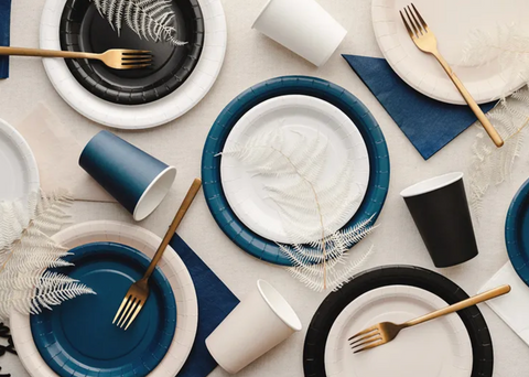 melynos lekstutes popierines gimtadienio sventei dekoracijos stalui