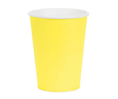 Geltoni popieriniai puodeliai 250 ml 6 vnt.
Geltonos spalvos popieriniai puodeliai šventei