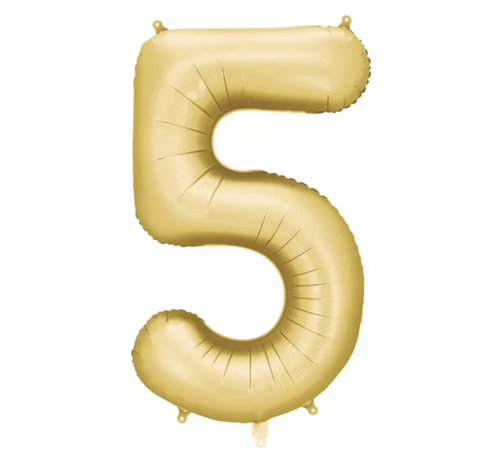 Matiniai aukso spalvos foliniai balionai skaičiai nuo 0 iki 9