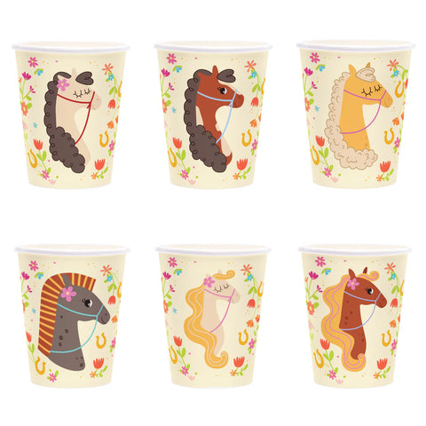 arkliukai dekoracijos gimtadieniui stalo reikmenys puodeliai ūkio gyvūnai šventė dekoras