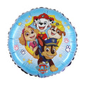 Apvalus žydras folinis balionas „Paw Patrol Action“ su Chase, Marshall, Skye ir Rubble personažais, 46 cm.