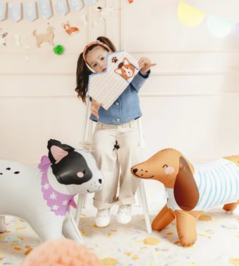 suniuku tema suo balionas buldogas gimtadienio dekoracijos suniukai