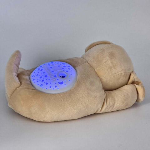 žaislas migdukas šuo šuniukas šviečiantis grojantis žaislas miego dovana vaikui